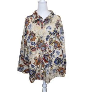 Catherines Womens 3xwp Petite Paisley Button Up 3… - image 1